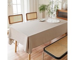 Tafelkleed - 120 x 120 cm - Tafelkleed met linnenlook - Kreukvrij linnen eettafelhoes - Waterdicht - Geschikt voor eetkamer, tuin, feest, bruiloft of thuis - Khaki