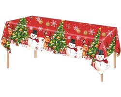 Tafelkleed - 2 stuks Wegwerptafelkleden - Kerst tafelkleden - Kerst/Nieuwjaar Decoraties - Plastic Tafelkleed - Verjaardagsfeestdecoratie - Kerstprintbehang - Tafelkleed voor Feestdagen, Feesten en Kerstmis - 137 x 274 cm - Rood