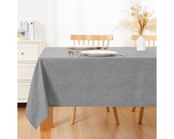 Tafelkleed Afwasbaar - Linnenlook Tafeltextiel - Bescherming en Decoratie - Waterafstotend Lotuseffect - 130 x 180 cm - Grijs
