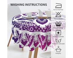 Tafelkleed, afwasbaar, rond, 150 cm, tafelkleed, boho-stijl, mandala, polyester, weerbestendig, tafelkleden voor keuken, tuin, salontafel, party, decoratie, binnen en buiten