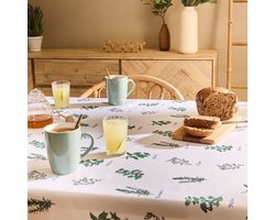 Tafelkleed anti-vlek bedrukt Garrigue - Polyester - 140x240cm - Groen