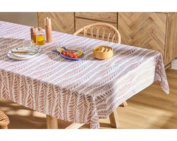 Tafelkleed anti-vlek bedrukt Océania - Polyester - 140x240cm - Beige