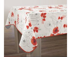 Tafelkleed anti-vlek Coquelicot rouge ovaal 240 cm Tafellaken - Decoratieve Tafel Accessoires - Woonkamer Decoratie - Bonne et Plus®