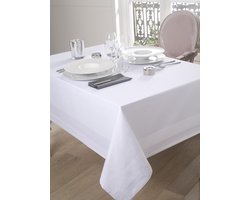 Tafelkleed Damassee - Satijnen Lint - Eettafel Dekken - Hotelkwaliteit - 150 x 250 cm - Wit