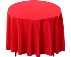 Tafelkleed - Eettafel tafellakens - Tafelkleed rond - Polyester - Uitwasbaar - Vocht- en vuilafstotend - Binnen én buiten - Kreukvrij en geschikt voor 7 tot 8 personen - Dia 260 cm - Rood