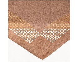 Tafelkleed - effen bruin met opengewerkte rand - Vierkant 85 x 85 cm