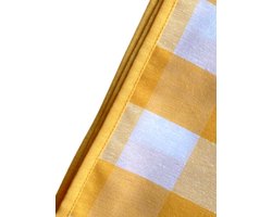 Tafelkleed Geel-Wit Geruit – 45x145 - Brabants Bont 4x4 cm – Katoen/Polyester