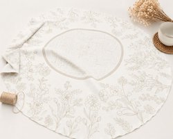 Tafelkleed Gobelinstof Summer Ursula wit Rond 140 cm