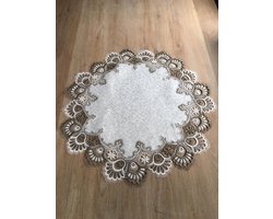 Tafelkleed - Grof kant - Met bruin - Rond 60 cm