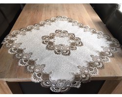 Tafelkleed - Grof kant - Met bruin - Vierkant 81x81 cm