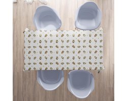 Tafelkleed Katoen - Ovaal Kleed - Eettafel Decoratie - Italiaanse Kwaliteit - 180 x 250 cm - Grijze Uiltjes