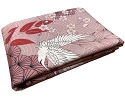 Tafelkleed Kawagoe – 140 x 250 – Japans design – licht roze met kraanvogels – 100% katoen – Bamar Lifestyle