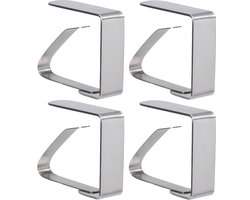 Tafelkleed klemmen - 4x stuks - RVS metaal - 5 x 4 cm - zilver