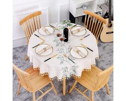 Tafelkleed - Linen & Katoen - Rond 140 cm - Voor Eettafel en Koffietafel - Beige