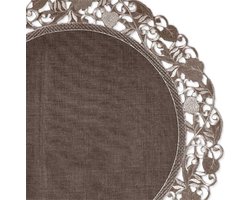 Tafelkleed Linnenlook Bruin met blaadjes - Rond 35 cm