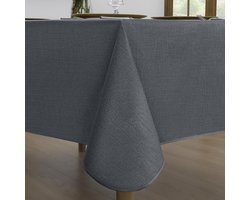 Tafelkleed Linnenlook - Wasdoek Rechthoekig - Buiten Tafelen - Waterdicht Vlekbestendig - 240 x 140 cm - Antraciet