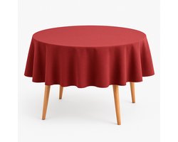 Tafelkleed - Luxe Tafellaken - Waterafstotend - Uitwasbaar - Polyester - Rood - Rond - ⌀140 cm