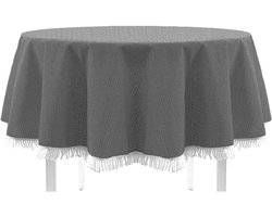 Tafelkleed met franjes voor tuintafel - Donkergrijs, Rond/Ovaal/Rechthoekig, 130 cm | Weerbestendig & Onderhoudsarm