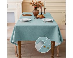 Tafelkleed met linnenlook, wasbaar, waterdicht, voor eetkamer, tuin, feest, bruiloft of thuis, 120 x 120 cm - Meerblauw