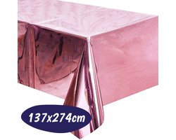 Tafelkleed Plastic - 137 x 274cm - Roze Tafelkleed - Tafeldoek - Tafellaken - Tafelzeil - Valentijn - Baby Shower - Moederdag