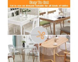 Tafelkleed PVC Waterdicht Glashelder 140 x 220 cm - Transparante Tafelfolie voor Buiten - Afwasbaar Vetdicht - Bescherming voor Eettafel Salontafel Bureau