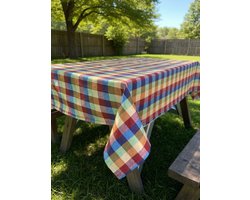 Tafelkleed "Rainbow" – Geruit – 140x200cm - Kleurrijk – 50% Katoen / 50% Polyester – 3x3 cm Ruit – Gemaakt in Nederland