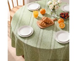 Tafelkleed rond 140 cm - Salie groen - Katoen-linnen - Landelijke stijl - Wasbaar tafellinnen voor eettafel - Keuken en feestdecoratie