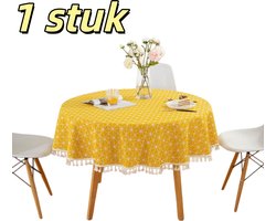 Tafelkleed Rond - Linnen Tafelkleed - Eettafel Decoratie - Kreukvrij Ontwerp - 120CM - Geel
