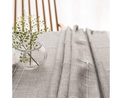 Tafelkleed van duurzaam katoenen linnen voor rechthoekige tafels solide borduurrooster tafelkleed voor keuken eettafel decoratie (135 x 180 cm, grijs)