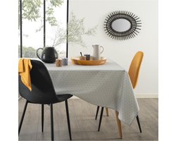 Tafelkleed van polyester rechthoekig 240 x 140 cm - grijs met print - Eettafel tafellakens