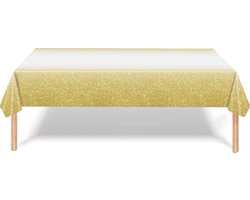 Tafelkleed Verjaardag Versiering Tafelloper Plastic Tafelzeil Glitter Goud Feest Tafellaken Xl Formaat 137*274cm