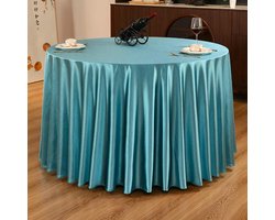Tafelkleed Vierkant - Satijnen Kleed - Eettafel Decoratie - Machinewasbaar Hittebestendig - 160 x 160 cm - Blauw