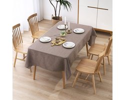 Tafelkleed waterafstotend linnenlook | Vlekbescherming, wasbaar | Tuintafelkleed buiten, tafelkleed eettafel | Bruin Taupe - 110x110 cm...