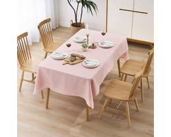 Tafelkleed waterafstotend linnenlook | Vlekbescherming, wasbaar | Tuintafelkleed buiten, tafelkleed eettafel | Roze - 110x140 cm