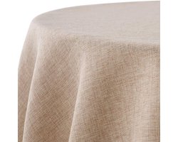 Tafelkleed - waterdicht - luxe waterafstotend linnen - premium kwaliteitlook | vlekbescherming afwasbaar - makkelijk schoon te maken | tuintafelkleed - waterdicht - luxe buiten tafelkleed - waterdicht - luxe eettafel | naturel beige - 160 cm rond