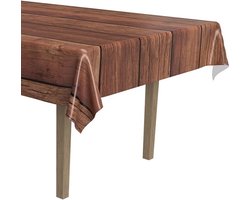Tafelkleed Wild West hout design plastic 2 stuks - Western versiering - Country & Western decoraties - Themafeestversiering