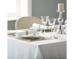 Tafelkleed Wit Damast – 150 x 360 cm – Hotelkwaliteit – 100% Katoen Jacquard – Luxe Tafellinnen – Geweven in Portugal