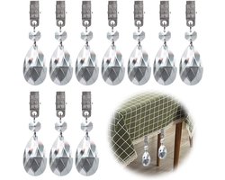 Tafelkleedgewichten Set van 10 stuks - Metalen Clips met Kristal Glazen Prisma Hangers - Voor Picknicktafels - Zwaar en Geschikt voor Buiten
