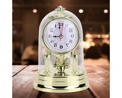 Tafelklok in Goud, Antieke Stille Klok voor Woon- of Slaapkamer, Deco Ornament, Stevig en Duurzaam