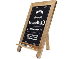 Tafelkrijtbord met frame - Krijtbord staand Bistrobord - Menu presentatie - Magnetisch porselein oppervlak - 23 x 33 cm - Bruin