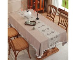 Tafellaken bruin 140x260cm - linnen - elegant met Chinese stijl - perfect voor familiebijeenkomsten - ShopVlot