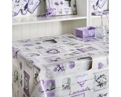 Tafellaken - Tafelzeil - Tafelkleed - Hoogwaardig - Zomers - Afgewerkt met biaislint - Lavendel - Rond 160cm