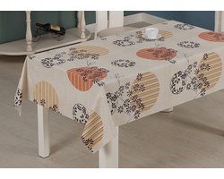 Tafellaken - Tafelzeil - Tafelkleed - Met Reliëf - Geweven kwaliteit - Soepel - Nimes beige/bruin - 140 cm x 240 cm