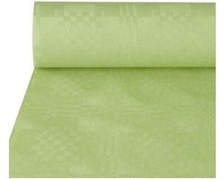 Tafellaken/tafelkleed rol papier - 800 x 120 cm - lichtgroen - Tafel decoratie - Lange tafels - Damast papier