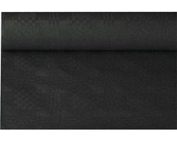 Tafellaken/tafelkleed rol papier - 800 x 120 cm - zwart - Tafel decoratie - Lange tafels - Damast papier