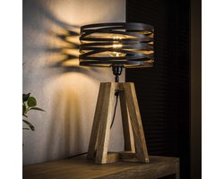 Tafellamp 1-Lichtbron - Metaal - Houten Frame - Lamp Twist - Giga Meubel