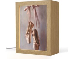 Tafellamp 15x20 cm - LED lamp - Balletschoenen - Satijn - Aardetinten - Decoratieve tafellampen - Dimbaar - Tafellampje slaapkamer - Woonkamer binnen