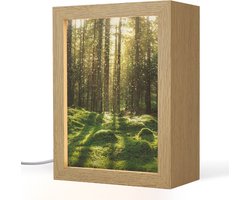 Tafellamp 15x20 cm - LED lamp - Bomen - Bos - Mos - Planten - Zon - Natuur - Decoratieve tafellampen - Dimbaar - Tafellampje slaapkamer - Woonkamer binnen