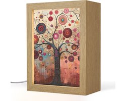 Tafellamp 15x20 cm - LED lamp - Boom - Paars - Abstract - Kunst - Decoratieve tafellampen - Dimbaar - Tafellampje slaapkamer - Woonkamer binnen