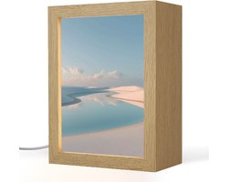 Tafellamp 15x20 cm - LED lamp - Duinen - Waterplas - Oneindige rust - Decoratieve tafellampen - Dimbaar - Tafellampje slaapkamer - Woonkamer binnen